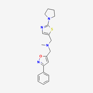 molecular formula C19H22N4OS B5292224 N-methyl-1-(3-phenyl-5-isoxazolyl)-N-{[2-(1-pyrrolidinyl)-1,3-thiazol-5-yl]methyl}methanamine 