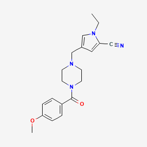 molecular formula C20H24N4O2 B5292307 1-ethyl-4-{[4-(4-methoxybenzoyl)-1-piperazinyl]methyl}-1H-pyrrole-2-carbonitrile 