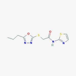 molecular formula C10H12N4O2S2 B5292314 2-[(5-propyl-1,3,4-oxadiazol-2-yl)thio]-N-1,3-thiazol-2-ylacetamide 