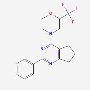 molecular formula C18H18F3N3O B5292318 2-phenyl-4-[2-(trifluoromethyl)morpholin-4-yl]-6,7-dihydro-5H-cyclopenta[d]pyrimidine 