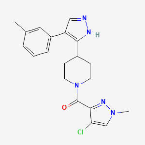 molecular formula C20H22ClN5O B5292358 1-[(4-chloro-1-methyl-1H-pyrazol-3-yl)carbonyl]-4-[4-(3-methylphenyl)-1H-pyrazol-5-yl]piperidine 