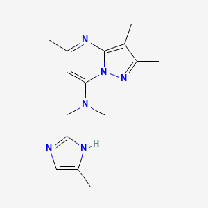 molecular formula C15H20N6 B5292371 N,2,3,5-tetramethyl-N-[(4-methyl-1H-imidazol-2-yl)methyl]pyrazolo[1,5-a]pyrimidin-7-amine 