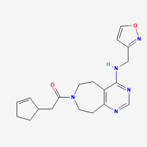 molecular formula C19H23N5O2 B5292387 7-(cyclopent-2-en-1-ylacetyl)-N-(isoxazol-3-ylmethyl)-6,7,8,9-tetrahydro-5H-pyrimido[4,5-d]azepin-4-amine 