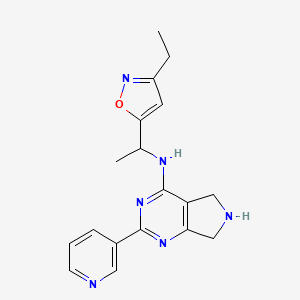 molecular formula C18H20N6O B5292395 N-[1-(3-ethyl-5-isoxazolyl)ethyl]-2-(3-pyridinyl)-6,7-dihydro-5H-pyrrolo[3,4-d]pyrimidin-4-amine 