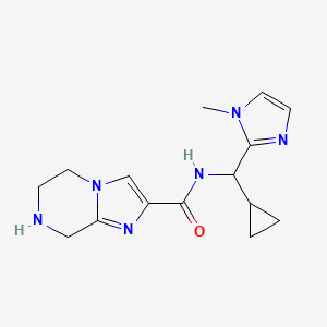 molecular formula C15H20N6O B5292410 N-[cyclopropyl(1-methyl-1H-imidazol-2-yl)methyl]-5,6,7,8-tetrahydroimidazo[1,2-a]pyrazine-2-carboxamide 