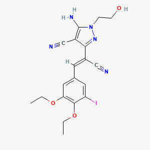molecular formula C19H20IN5O3 B5292439 5-amino-3-[1-cyano-2-(3,4-diethoxy-5-iodophenyl)vinyl]-1-(2-hydroxyethyl)-1H-pyrazole-4-carbonitrile 