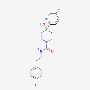 molecular formula C20H24FN3O2 B5292447 N-[2-(4-fluorophenyl)ethyl]-4-hydroxy-4-(5-methylpyridin-2-yl)piperidine-1-carboxamide 