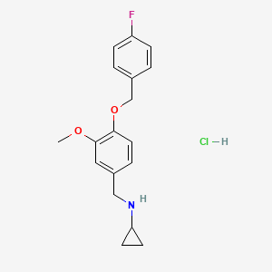 molecular formula C18H21ClFNO2 B5292485 N-{4-[(4-fluorobenzyl)oxy]-3-methoxybenzyl}cyclopropanamine hydrochloride 