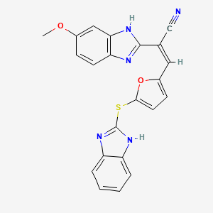 molecular formula C22H15N5O2S B5292490 3-[5-(1H-benzimidazol-2-ylthio)-2-furyl]-2-(5-methoxy-1H-benzimidazol-2-yl)acrylonitrile 