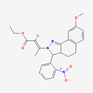 molecular formula C24H25N3O5 B5292499 ethyl 3-[8-methoxy-3-(2-nitrophenyl)-3,3a,4,5-tetrahydro-2H-benzo[g]indazol-2-yl]-2-butenoate 