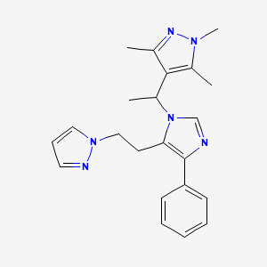 molecular formula C22H26N6 B5292507 1,3,5-trimethyl-4-(1-{4-phenyl-5-[2-(1H-pyrazol-1-yl)ethyl]-1H-imidazol-1-yl}ethyl)-1H-pyrazole 