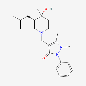 molecular formula C22H33N3O2 B5292529 4-{[(3S*,4R*)-4-hydroxy-3-isobutyl-4-methylpiperidin-1-yl]methyl}-1,5-dimethyl-2-phenyl-1,2-dihydro-3H-pyrazol-3-one 