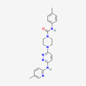 molecular formula C22H25N7O B5292536 N-(4-methylphenyl)-4-{6-[(5-methyl-2-pyridinyl)amino]-3-pyridazinyl}-1-piperazinecarboxamide 