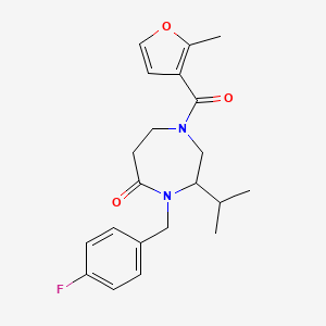 molecular formula C21H25FN2O3 B5292550 4-(4-fluorobenzyl)-3-isopropyl-1-(2-methyl-3-furoyl)-1,4-diazepan-5-one 