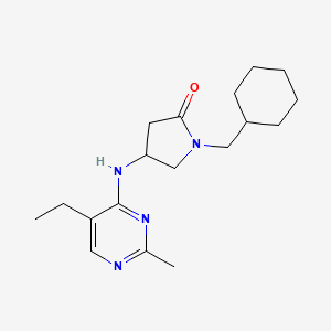 molecular formula C18H28N4O B5292563 1-(cyclohexylmethyl)-4-[(5-ethyl-2-methylpyrimidin-4-yl)amino]pyrrolidin-2-one 