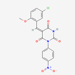 molecular formula C18H12ClN3O6 B5292657 5-(5-chloro-2-methoxybenzylidene)-1-(4-nitrophenyl)-2,4,6(1H,3H,5H)-pyrimidinetrione 