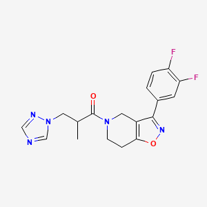 molecular formula C18H17F2N5O2 B5292668 3-(3,4-difluorophenyl)-5-[2-methyl-3-(1H-1,2,4-triazol-1-yl)propanoyl]-4,5,6,7-tetrahydroisoxazolo[4,5-c]pyridine 