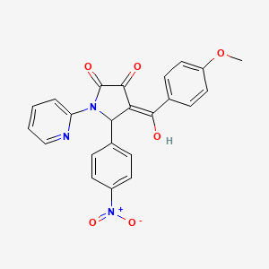 molecular formula C23H17N3O6 B5292698 3-hydroxy-4-(4-methoxybenzoyl)-5-(4-nitrophenyl)-1-(2-pyridinyl)-1,5-dihydro-2H-pyrrol-2-one 