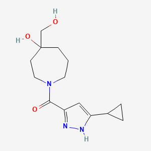 molecular formula C14H21N3O3 B5292702 1-[(3-cyclopropyl-1H-pyrazol-5-yl)carbonyl]-4-(hydroxymethyl)-4-azepanol 
