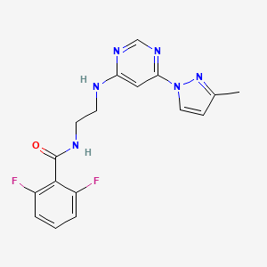 molecular formula C17H16F2N6O B5292709 2,6-difluoro-N-(2-{[6-(3-methyl-1H-pyrazol-1-yl)-4-pyrimidinyl]amino}ethyl)benzamide 