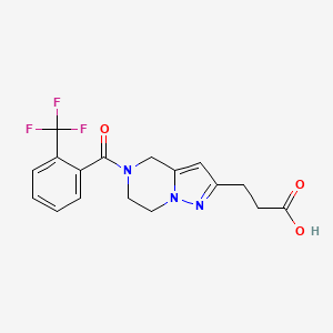 molecular formula C17H16F3N3O3 B5292712 3-{5-[2-(trifluoromethyl)benzoyl]-4,5,6,7-tetrahydropyrazolo[1,5-a]pyrazin-2-yl}propanoic acid 
