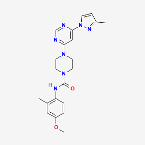molecular formula C21H25N7O2 B5292716 N-(4-methoxy-2-methylphenyl)-4-[6-(3-methyl-1H-pyrazol-1-yl)-4-pyrimidinyl]-1-piperazinecarboxamide 