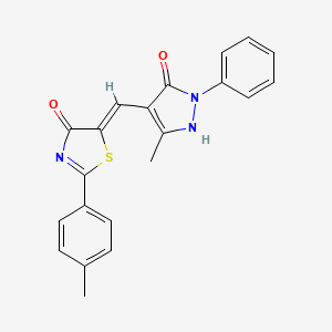 molecular formula C21H17N3O2S B5292763 5-[(5-hydroxy-3-methyl-1-phenyl-1H-pyrazol-4-yl)methylene]-2-(4-methylphenyl)-1,3-thiazol-4(5H)-one 