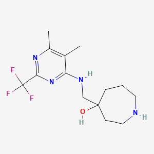molecular formula C14H21F3N4O B5292808 4-({[5,6-dimethyl-2-(trifluoromethyl)-4-pyrimidinyl]amino}methyl)-4-azepanol hydrochloride 