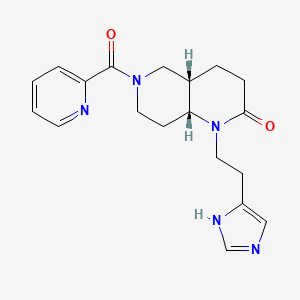 molecular formula C19H23N5O2 B5292810 (4aS*,8aR*)-1-[2-(1H-imidazol-4-yl)ethyl]-6-(pyridin-2-ylcarbonyl)octahydro-1,6-naphthyridin-2(1H)-one 