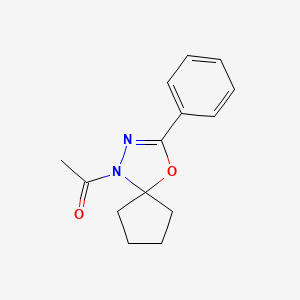 molecular formula C14H16N2O2 B5292820 1-acetyl-3-phenyl-4-oxa-1,2-diazaspiro[4.4]non-2-ene 