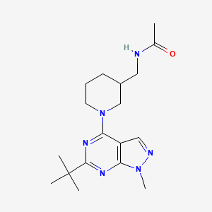 molecular formula C18H28N6O B5292832 N-{[1-(6-tert-butyl-1-methyl-1H-pyrazolo[3,4-d]pyrimidin-4-yl)-3-piperidinyl]methyl}acetamide 