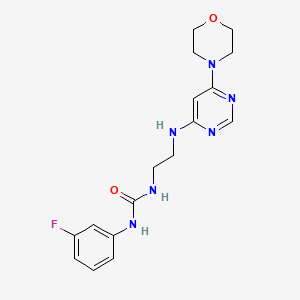 molecular formula C17H21FN6O2 B5292856 N-(3-fluorophenyl)-N'-(2-{[6-(4-morpholinyl)-4-pyrimidinyl]amino}ethyl)urea 