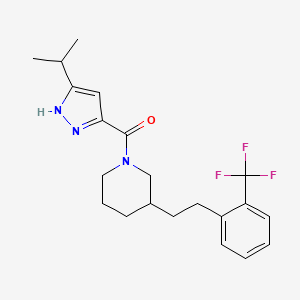 molecular formula C21H26F3N3O B5292877 1-[(3-isopropyl-1H-pyrazol-5-yl)carbonyl]-3-{2-[2-(trifluoromethyl)phenyl]ethyl}piperidine 