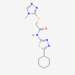 molecular formula C13H18N6OS2 B5292947 N-(5-cyclohexyl-1,3,4-thiadiazol-2-yl)-2-[(4-methyl-4H-1,2,4-triazol-3-yl)thio]acetamide 