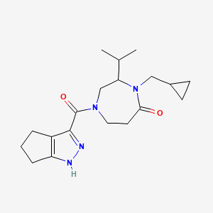 molecular formula C19H28N4O2 B5292960 4-(cyclopropylmethyl)-3-isopropyl-1-(1,4,5,6-tetrahydrocyclopenta[c]pyrazol-3-ylcarbonyl)-1,4-diazepan-5-one 