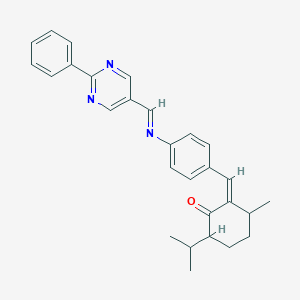molecular formula C28H29N3O B5292969 6-isopropyl-3-methyl-2-(4-{[(2-phenyl-5-pyrimidinyl)methylene]amino}benzylidene)cyclohexanone 