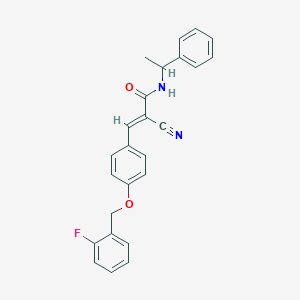 molecular formula C25H21FN2O2 B5292979 2-cyano-3-{4-[(2-fluorobenzyl)oxy]phenyl}-N-(1-phenylethyl)acrylamide 
