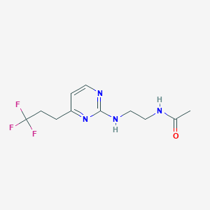 molecular formula C11H15F3N4O B5292987 N-(2-{[4-(3,3,3-trifluoropropyl)pyrimidin-2-yl]amino}ethyl)acetamide 