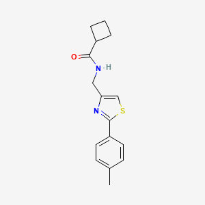 molecular formula C16H18N2OS B5293045 N-{[2-(4-methylphenyl)-1,3-thiazol-4-yl]methyl}cyclobutanecarboxamide 