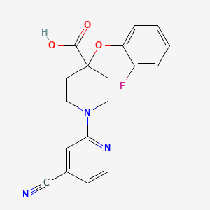 molecular formula C18H16FN3O3 B5293058 1-(4-cyanopyridin-2-yl)-4-(2-fluorophenoxy)piperidine-4-carboxylic acid 