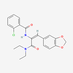 molecular formula C21H21ClN2O4 B5293071 N-{2-(1,3-benzodioxol-5-yl)-1-[(diethylamino)carbonyl]vinyl}-2-chlorobenzamide 