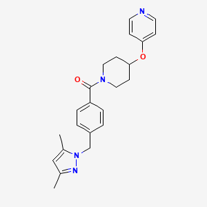 molecular formula C23H26N4O2 B5293084 4-[(1-{4-[(3,5-dimethyl-1H-pyrazol-1-yl)methyl]benzoyl}-4-piperidinyl)oxy]pyridine 