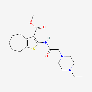 molecular formula C19H29N3O3S B5293086 methyl 2-{[(4-ethyl-1-piperazinyl)acetyl]amino}-5,6,7,8-tetrahydro-4H-cyclohepta[b]thiophene-3-carboxylate 