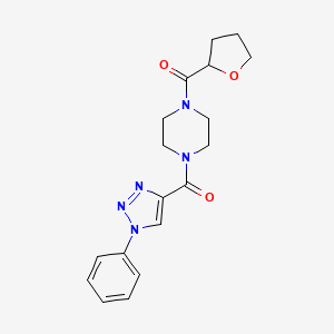 molecular formula C18H21N5O3 B5293098 1-[(1-phenyl-1H-1,2,3-triazol-4-yl)carbonyl]-4-(tetrahydro-2-furanylcarbonyl)piperazine 