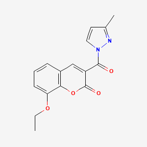 molecular formula C16H14N2O4 B5293109 8-ethoxy-3-[(3-methyl-1H-pyrazol-1-yl)carbonyl]-2H-chromen-2-one 