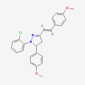 molecular formula C25H23ClN2O2 B5293112 1-(2-chlorophenyl)-5-(4-methoxyphenyl)-3-[2-(4-methoxyphenyl)vinyl]-4,5-dihydro-1H-pyrazole 