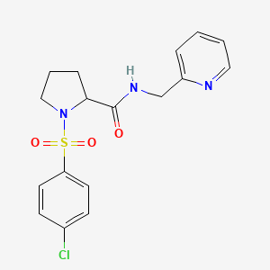 molecular formula C17H18ClN3O3S B5293143 1-[(4-chlorophenyl)sulfonyl]-N-(2-pyridinylmethyl)prolinamide 