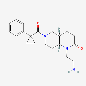molecular formula C20H27N3O2 B5293151 rel-(4aS,8aR)-1-(2-aminoethyl)-6-[(1-phenylcyclopropyl)carbonyl]octahydro-1,6-naphthyridin-2(1H)-one hydrochloride 