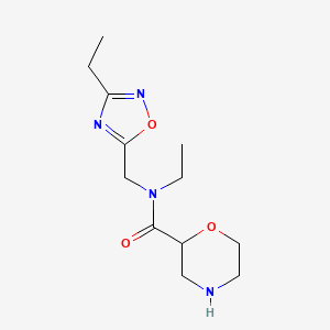 molecular formula C12H20N4O3 B5293198 N-ethyl-N-[(3-ethyl-1,2,4-oxadiazol-5-yl)methyl]morpholine-2-carboxamide 