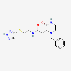 molecular formula C17H22N6O2S B5293248 2-(1-benzyl-3-oxo-2-piperazinyl)-N-[2-(1H-1,2,3-triazol-5-ylthio)ethyl]acetamide 